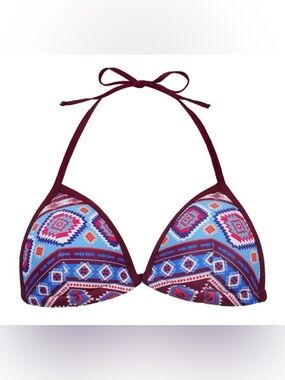 charmleaks Maroon and Teal boho Geometric Bikini Top